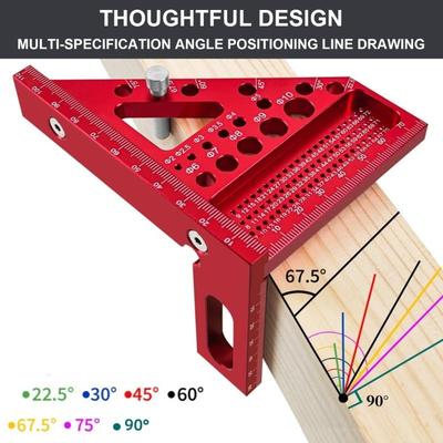 J0MC Multi Angles Measuring Ruler,45/90 Degree Woodworking Square Protractors,Drawing Line Ruler, Miter Triangles Ruler