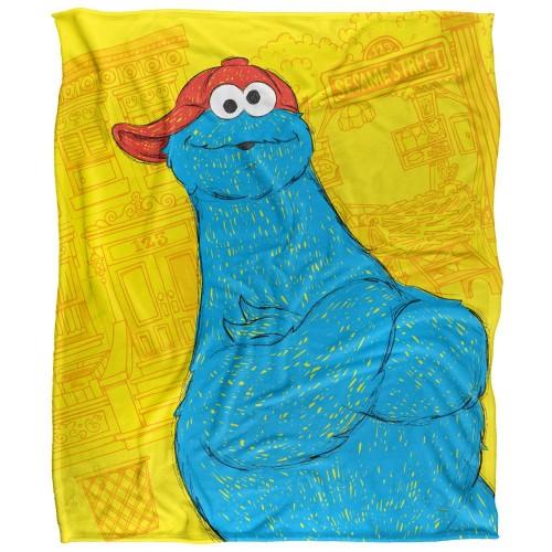 Sesame Street On The Streets Silky Cookie Monster Supersoft Blanket