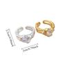 Copper Vintage Crystal Love Ring Opening Opening Finger Ring  Gifts for Women Girl