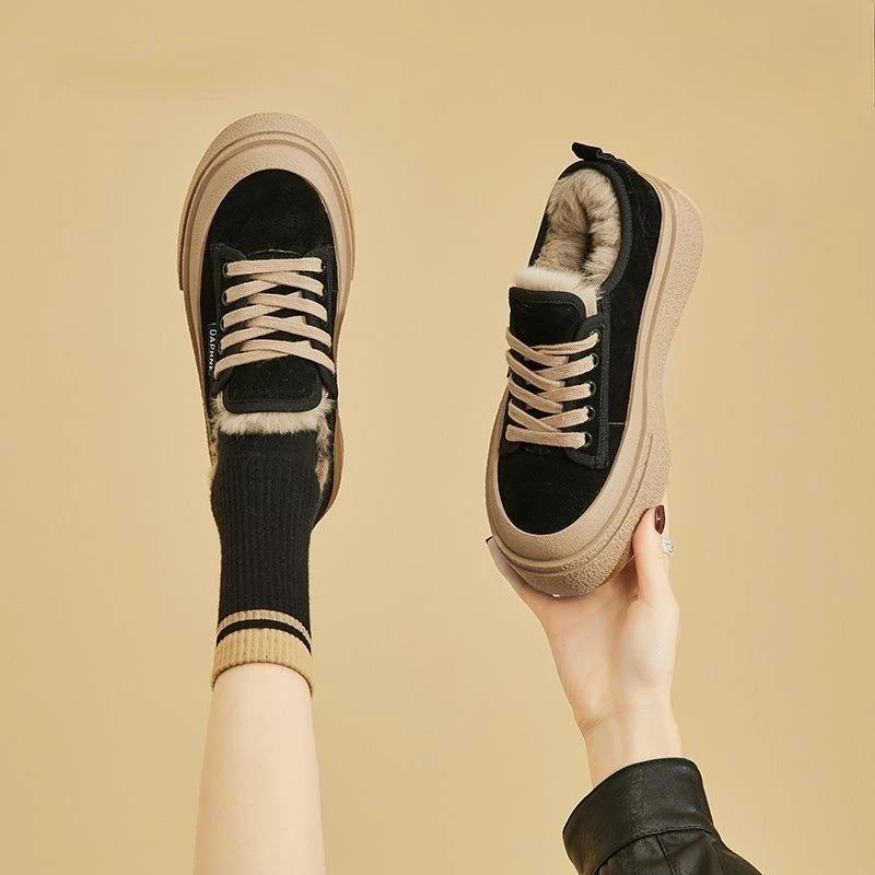 Women's Snow Boots Lace-up With Laces Half High Mid Calf Round Toe Ladies Shoes Boot Large Size Warm Protective Fashion 2024 Pu