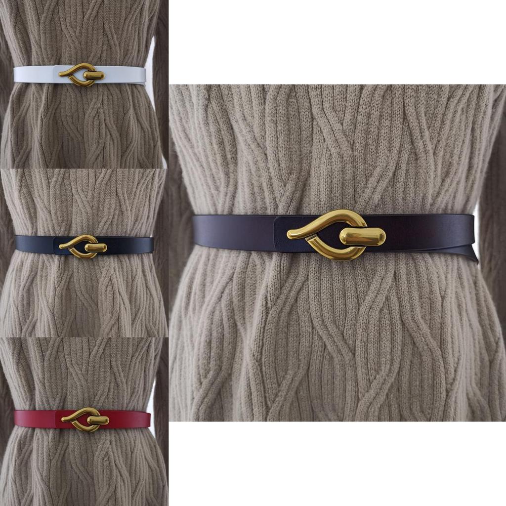 Twotone Cowhide Waist Belt With Metal Clasp For Fashionable Trousers