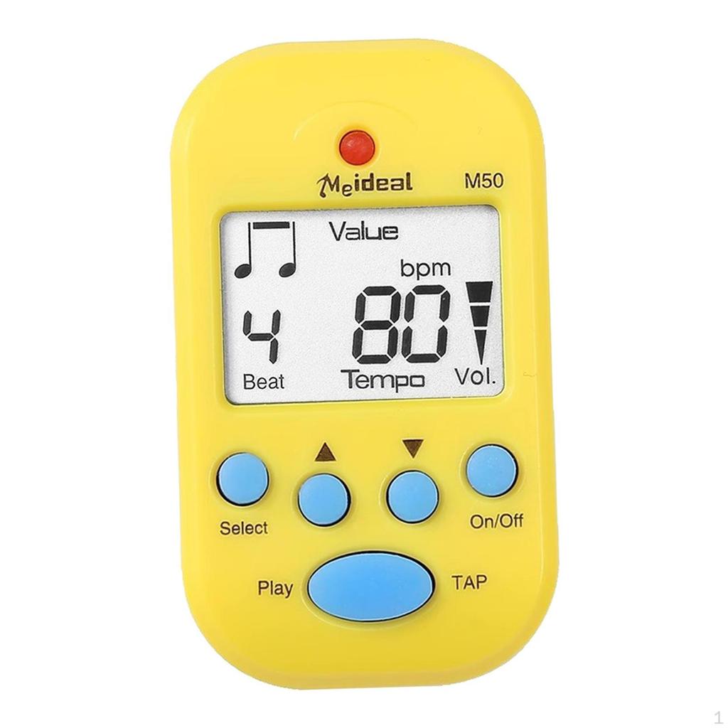 Mini Digital Metronome Beat Tap Volume Adjustable Lightweight Durable Portable Clip On for Drum