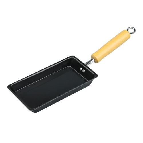 Pearl Metal Tsubame-Sanjo Iron Omelet Frying Pan, 9.5 x 20cm, Induction Compatible, One-Time Roll, Bento Box Omelet Pan, The Iron, Black, HB-2407