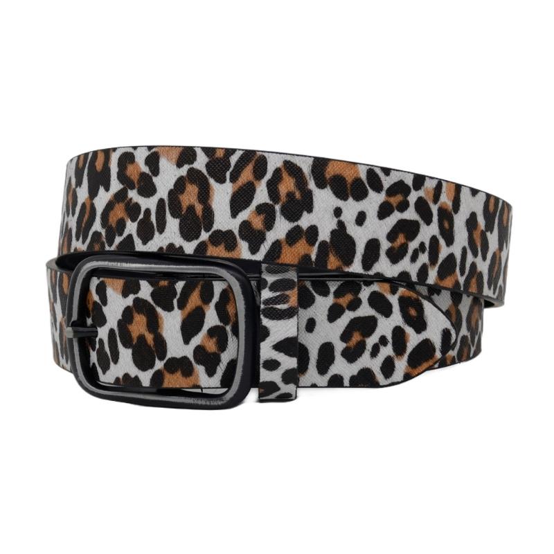 Cintura in Pelle con Stampa Leopardo Regolabile per Donna Uomo Popolare Western Cintura in PU Fibbia ad Ardiglione Cintura per Uso Quotidiano e Festa