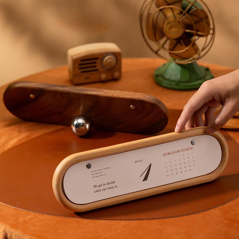 Solid Wood Creative Annual Calendar Solid Wood Office And Living Room Desktop Display Calendar Book New Style