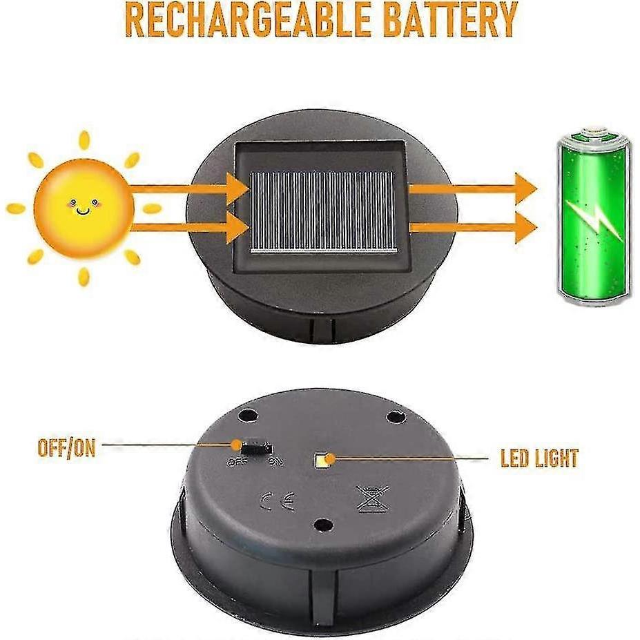 4 Stück Ersatz-Solarleuchten mit LED-Birnen, Ersatz-Solar-Oberlichter, LED-Solarpanel-Laternenabdeckung