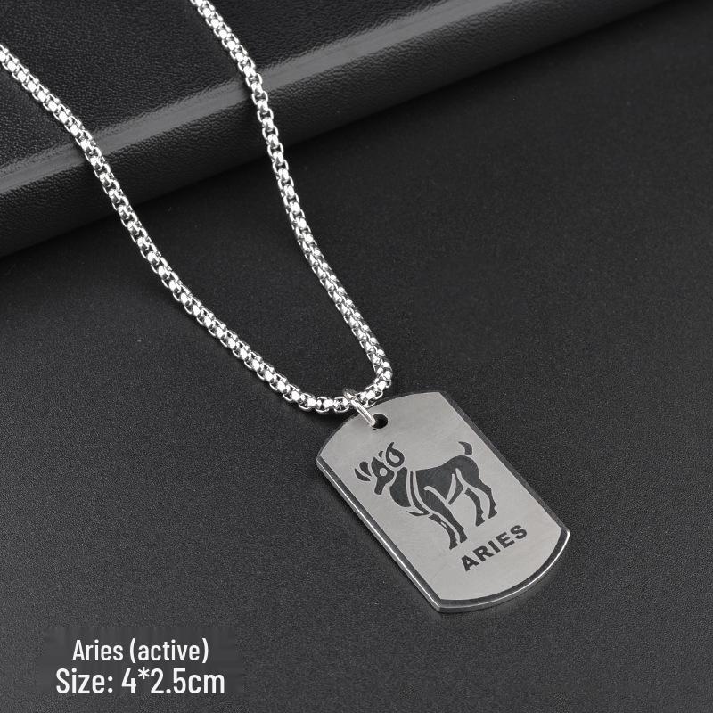 

Ожерелье из титановой стали «Двенадцать созвездий» - Хип-хоп уличный кулон для мужчин и женщин, Универсальный аксессуар для ночного клуба, Парная цепочка для свитера