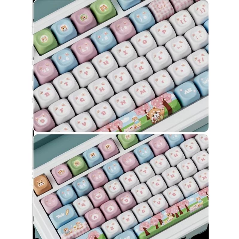 135Key Cute Panda Spring Themed Keycap OQO Profile PBT Dye Sublimation Keycap Set for Customs Mechanical Keyboards