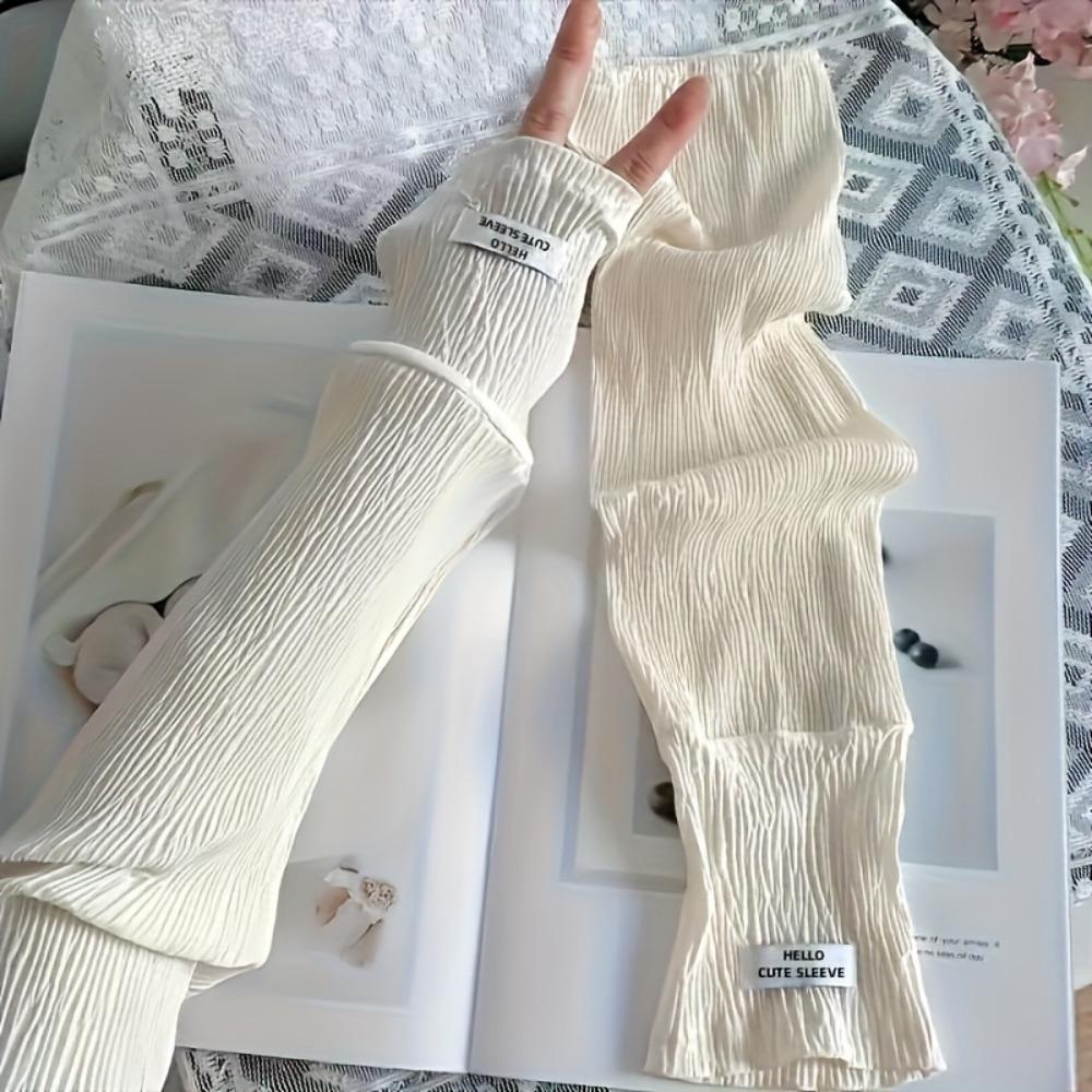 

Summer Women Ice Silk Sleeves Light Loose Breathable Wrinkle Design Arm Sleeves for Daily Wear Sun Protection Sleeves 1 Pair