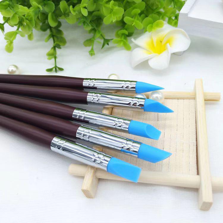 5-Piece Silicone Watercolor & Oil Painting Masking Brush Set for Art & Nail Art