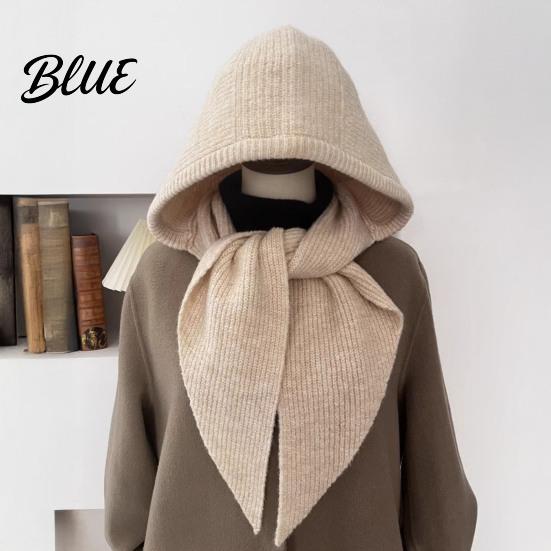 Knit Balaclava Hood Women Hooded Scarf Hat Winter Pullover Hood Knitted Hat with Warm Ear Protection Skull Cap for Cold Weather