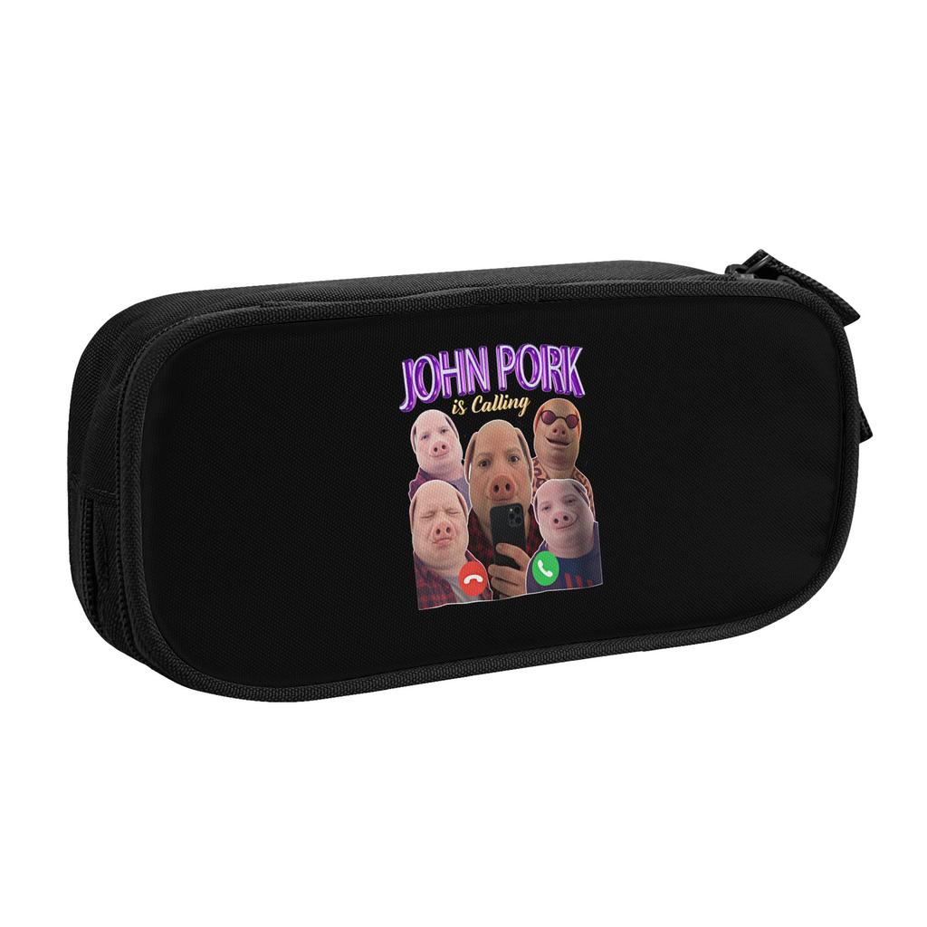 Italian Brainrot John Pork is Calling Kawaii Pencil Case Boy Girl Large Capacity Funny Meme Pencil Pouch Student School