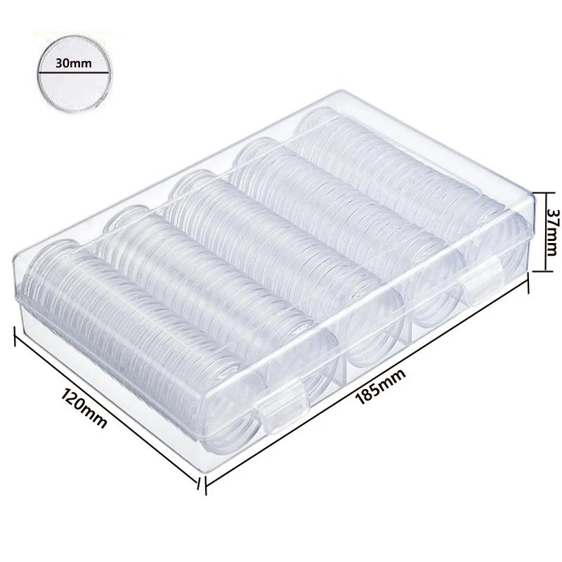 100Pcs 30mm Clear Coin Capsule Holder Case Transparent Commemorative Collectable Coin Storage Box Collection Supplies