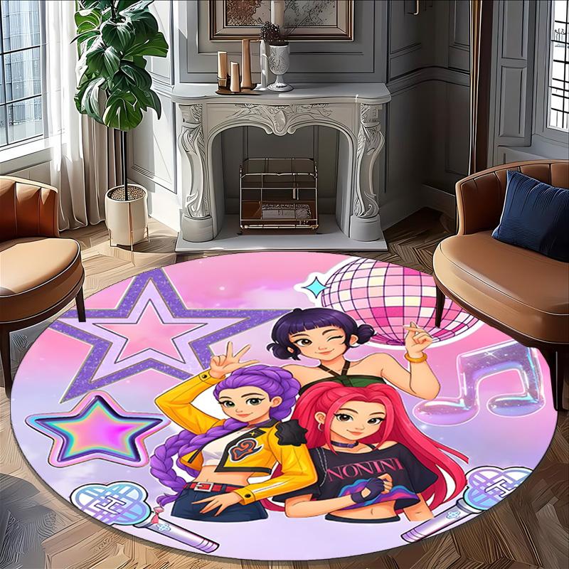 1pc Kpop Team Carpet, Round Rug, Comfortable, Suitable for Entryways, Living Rooms, Office, And Bedrooms, Christmas Decoration