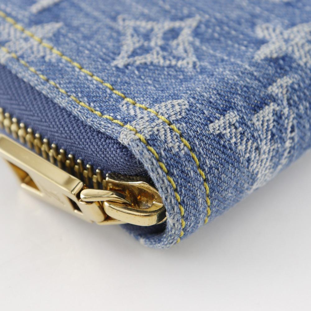Louis Vuitton Zippy Wallet Purse M82958 Blue Monogram Denim Unisex Used