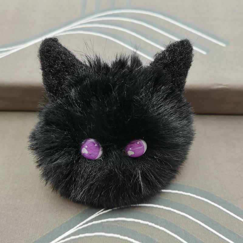 Multi-Color Blush Cat Ball Plush Doll Pendant - Long Hair, Accessory for Bags & Clothing