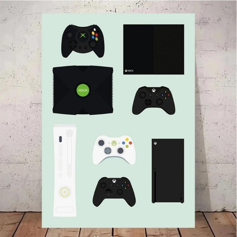 Retro Video Game Controllers Poster Handheld Game Console Gamepad Canvas Painting Wall Print Picture for Living Room Home Decor