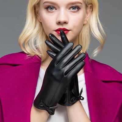 Damen Lederhandschuhe Winter Voll-Touchscreen Fahren Elektroauto Modisch Winddicht Plus