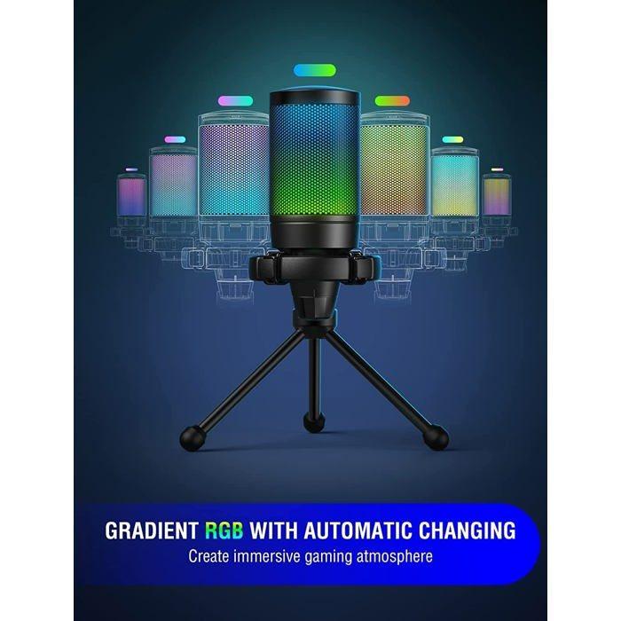 Microphone USB - FIFINE - Streaming - Filtre RGB - Couleur Noir - Mode USB