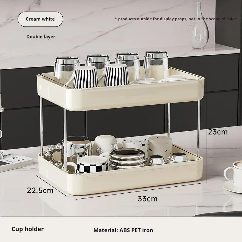 

Cup Storage Rack Organizer Desktop Three-Layer Tray Rack Office Coffee Shelf Practical Multi Functional Household Kitchen Shelf