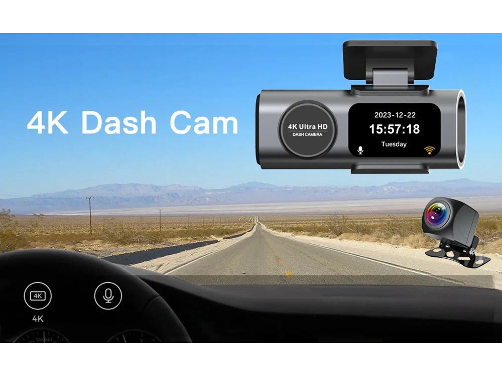 4K Dual Dash Cam with WiFi: Front/Rear HD Recording & Hidden Installation