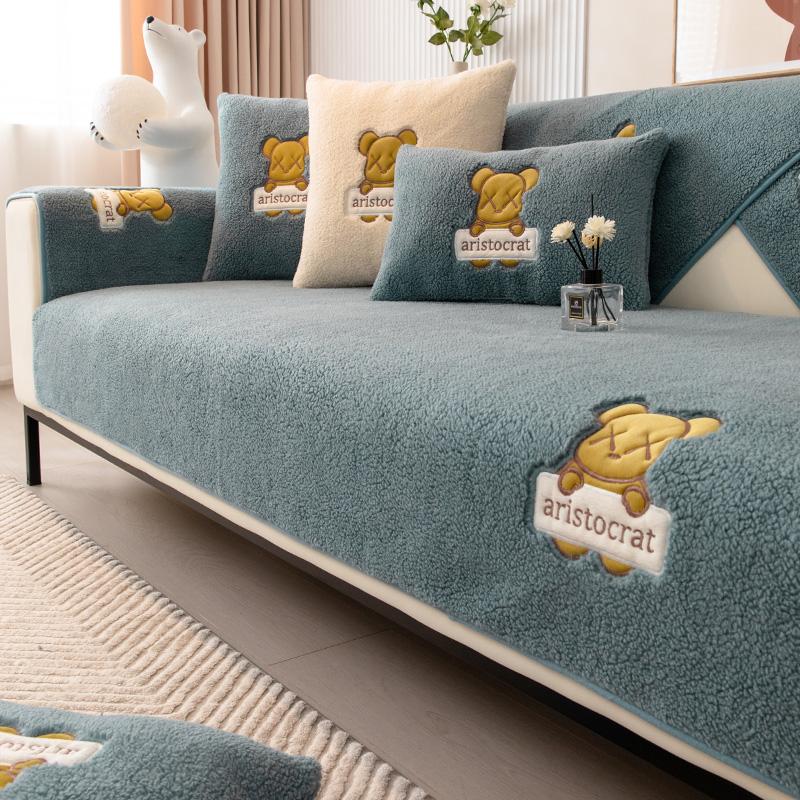 

Подушка для дивана Зимняя плюшевая подушка Кожаный чехол для дивана Универсальный нескользящий чехол для спинки Полотенце 70*70cm