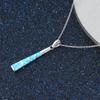 Long Pillar Shape Pendant Necklace For Women Girl Inlay Blue Imitation Opal Necklace Chain Wedding Party Jewelry Gifts