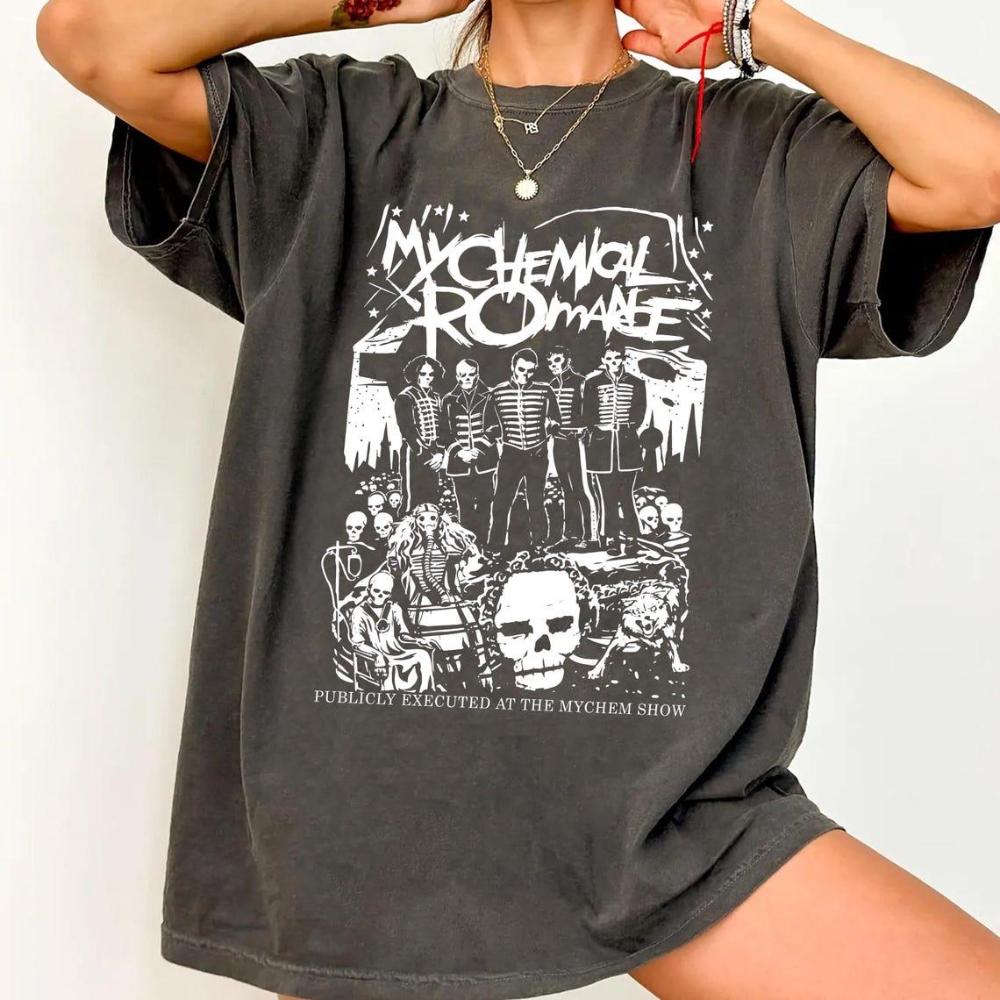 

Футболка My Chemical RoUnisex Публично казненный на шоу Mychem Футболка с концерта MCR The Black Parade Is Dead Футболка рок-группы S