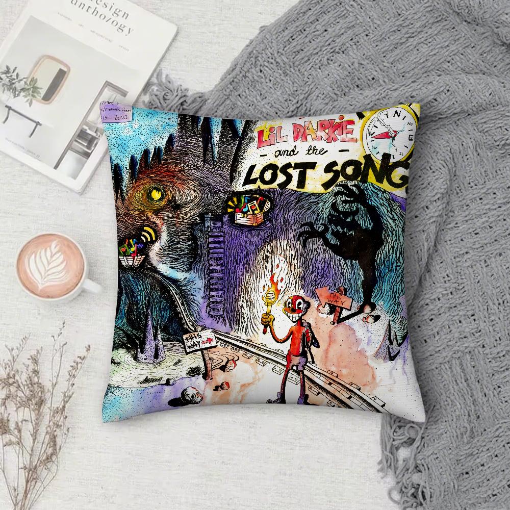 Hip Hop Music Lil D-Darkie Pillow Case Square Double-Sided Printing Short Plush Sofa Cushion Cover Bedroom Bedside Pillow