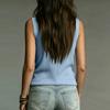 Damen Lässiger Ärmelloser Stricktop V-Ausschnitt Pullover Wickelstil Leichter Weicher Stoff Sommerweste