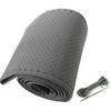 Leather Steering Wheel Cover, 15 Inch Car Steering Wheel Stitch On Wrap with DIY Sewing Needles Thread M Size (Gray) HEADERBS56S7PERQZW-14