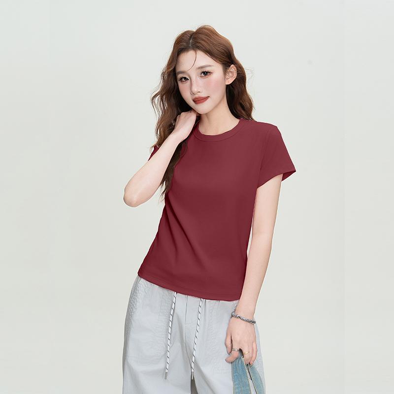 

Summer Women s Short Sleeved T-shirt, Women s Outdoor Sports Short Sleeved Top XL вина червоного кольору