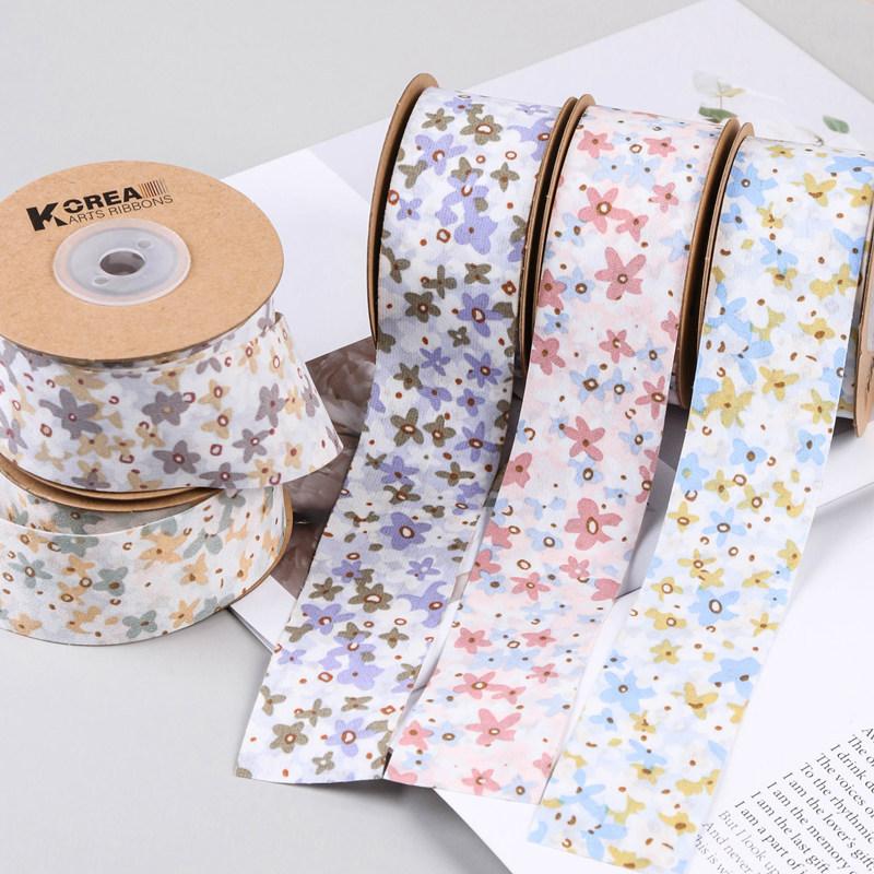 Small Flower Wavy Edge Ribbon Printed Butterfly Clip Hairpin Diy Gift Wrap Ribbon Raw Material Ribbon