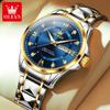 OLEVS 2906 Men's Quartz Wristwatches Dual Calendar Stainless Steel HD Luminous Waterproof Original Business Man Watch