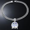 Men Hip Hop White Blue Round Face Pendants NecklacesWith 13mm Cuban Chain Iced Out Rhinestone Bling CZ Fashion Boy Jewelry Gifts