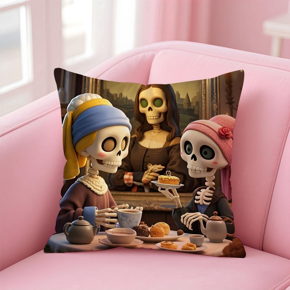 Halloween Cushion Cover Pillowcase Short Plush Invisible Zipper Room Sofa Cushion Cover