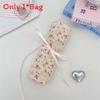 Modern Minimalist Makeup Bag With Fabric Floral Design Portable Storage For Cosmetics And Brushes