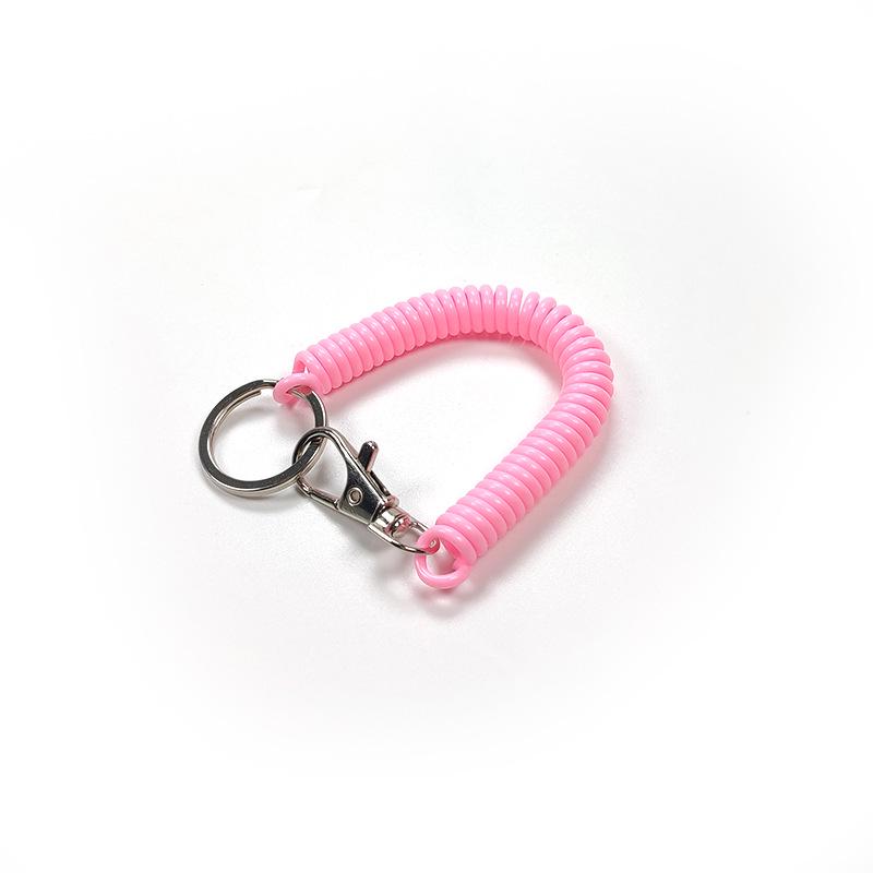 Colorful Retractable Plastic Spring Rope Keychain - Portable Anti-Lost Keyring
