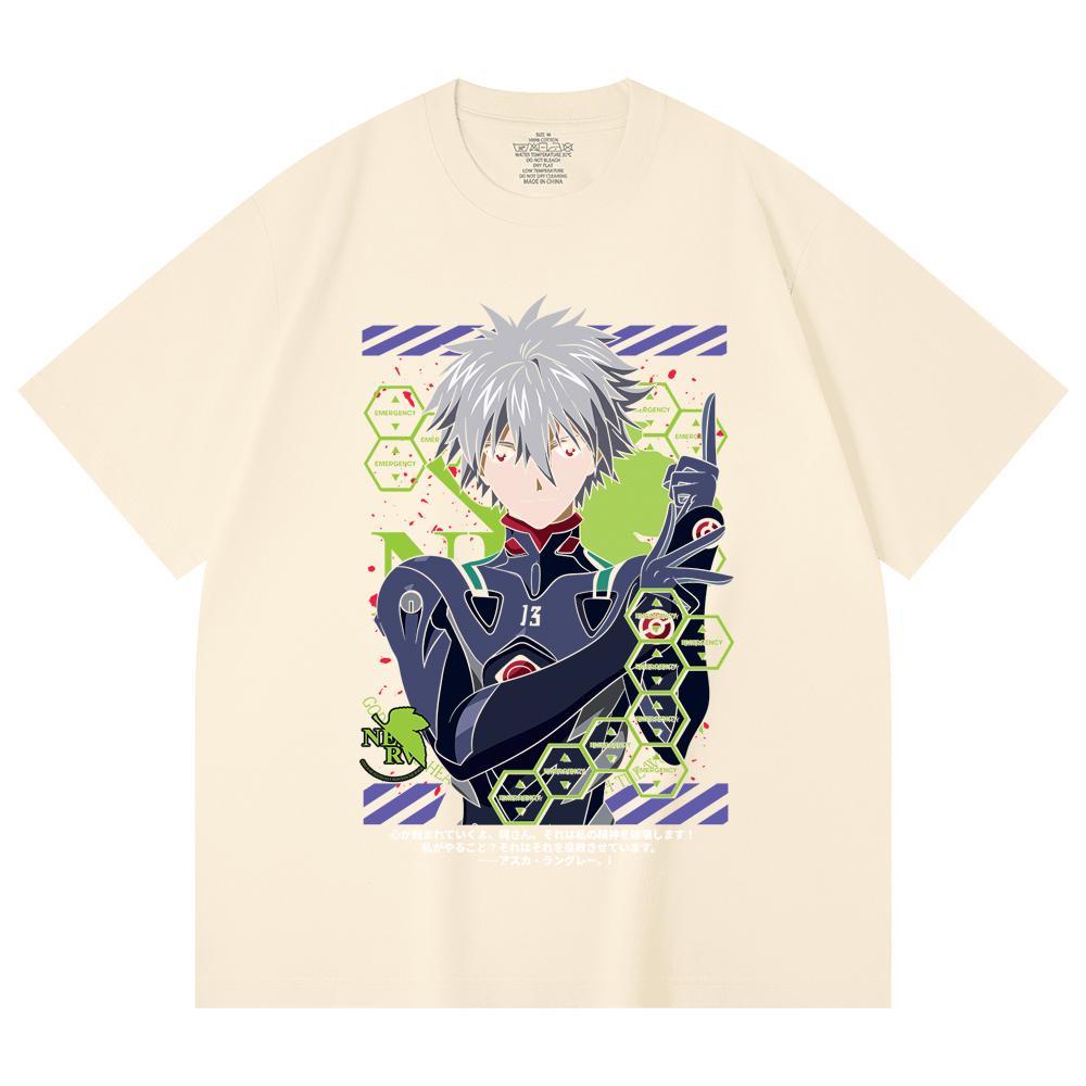 230 Gsm 100% Cotton Evangelion V5 Kagoru Print Unisex Heavy Cotton T Shirt