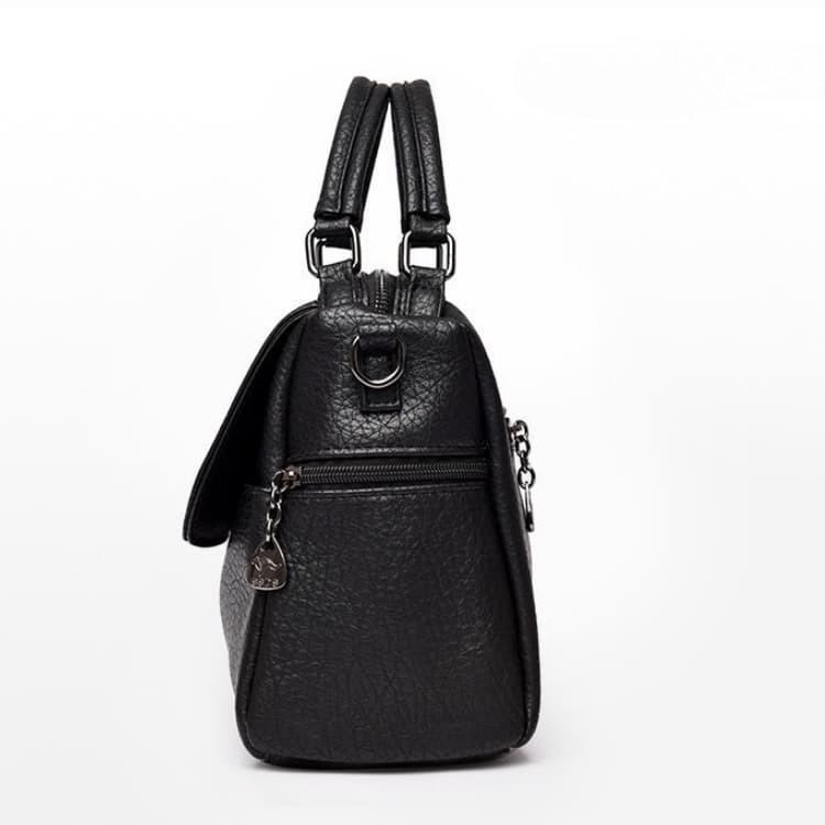 Soft leather multi-compartment crossbody bag women's shoulder bag