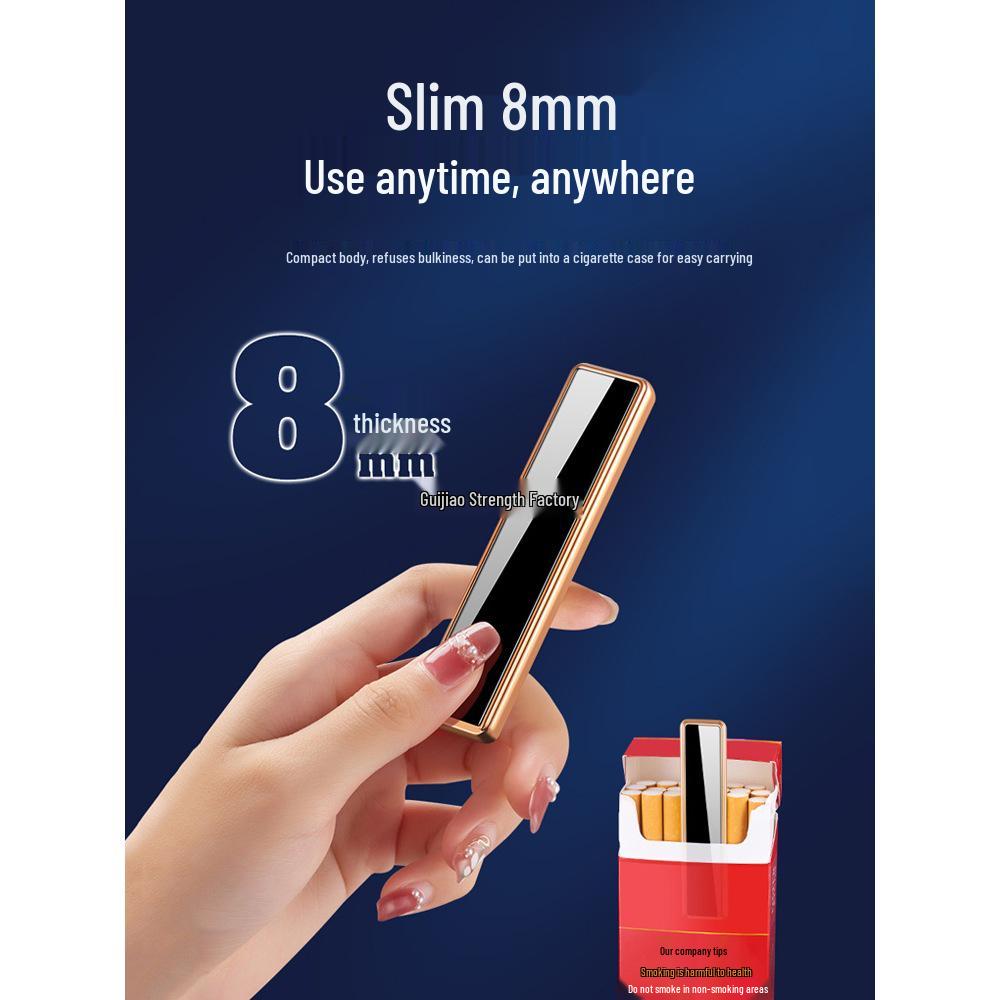 USB Rechargeable Silent Ultra-Thin Mini Lighter – Trendy TikTok Style for Men