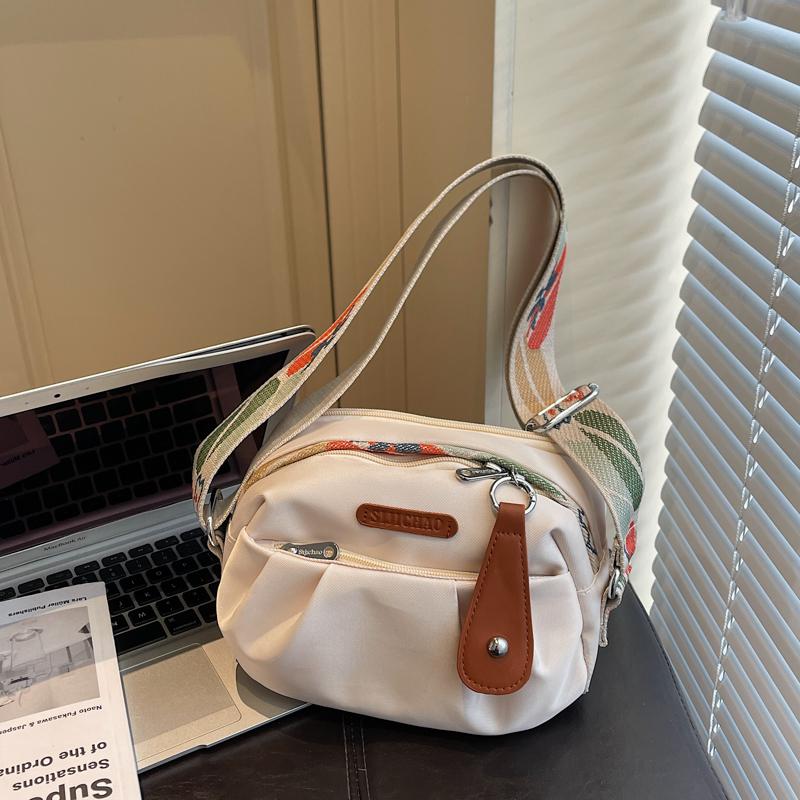 Trendy Multicolor Crossbody Bag Widen Belt Rectangle Single-Shoulder Bag Lightweight Oxford Cloth Tote Bag Daily Casual