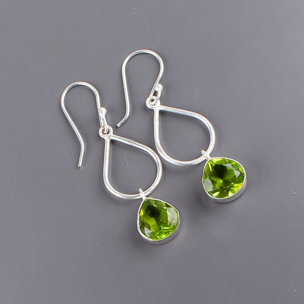 Peridot Gemstone 925 Sterling Silver Jewelry Handmade Drop/Dangle Earrings 1.90" EE-19-8