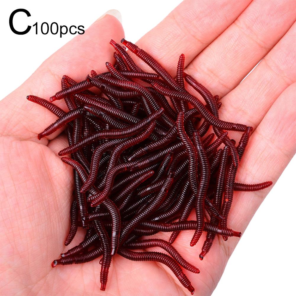 100/50PCS Fishing Lure Lifelike Fishy Smell Red Worms Soft Bait For Carp Bass Silicone Artificial Bait Fishing Accessories HOT