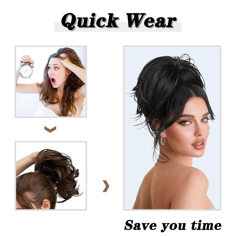 XINRAN Synthetic DIY Deformation Ponytail Extensions Short Wavy Claw Ponytail For Women Daily Cosplay Party Wear