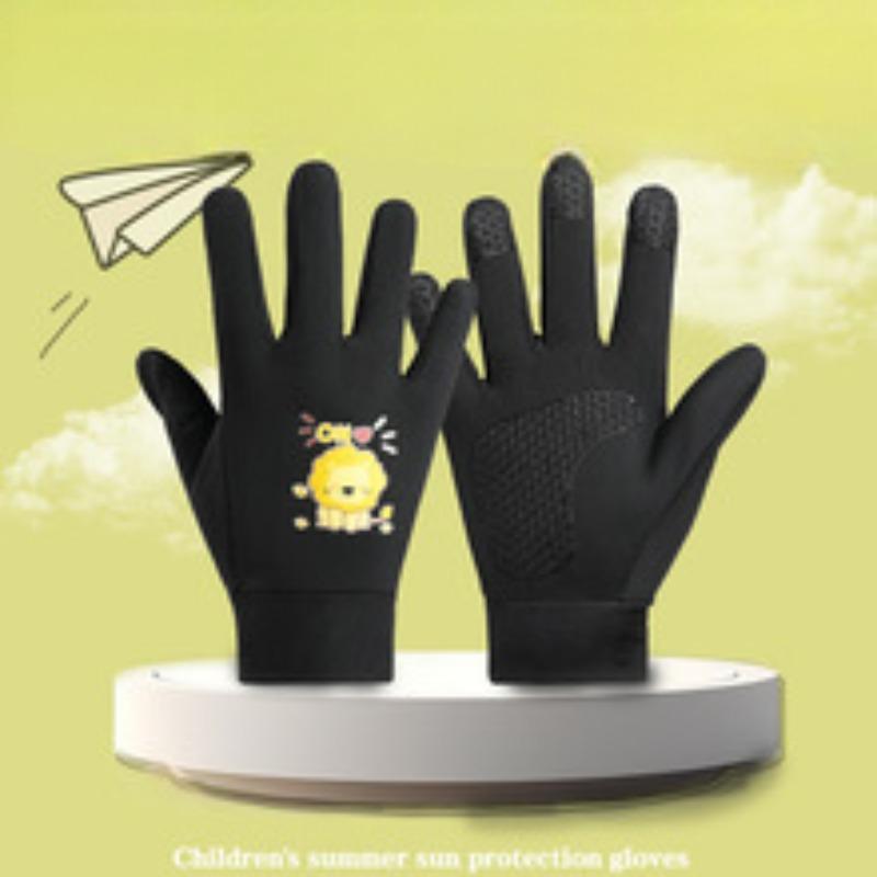 Children's Sports Gloves with Long Finger Breathable Outdoor Riding Thin Style Full Finger Elastic Ice Silk Sports Non Slip Sun Protection Gloves