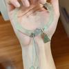 Chinese Antique Style Imitation Jade Lotus Bangle Chinese Style Tassel High-End Bamboo Bracelet Collection Jewelry Gift Femme