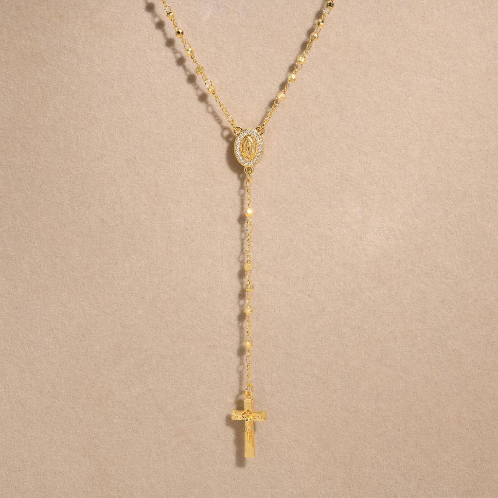 Xiaomi Vnox Fashion Jesus Cross Tail Y-shaped Necklace Metal Heart Round Accessories Women Religious Necklace Bracelet Set