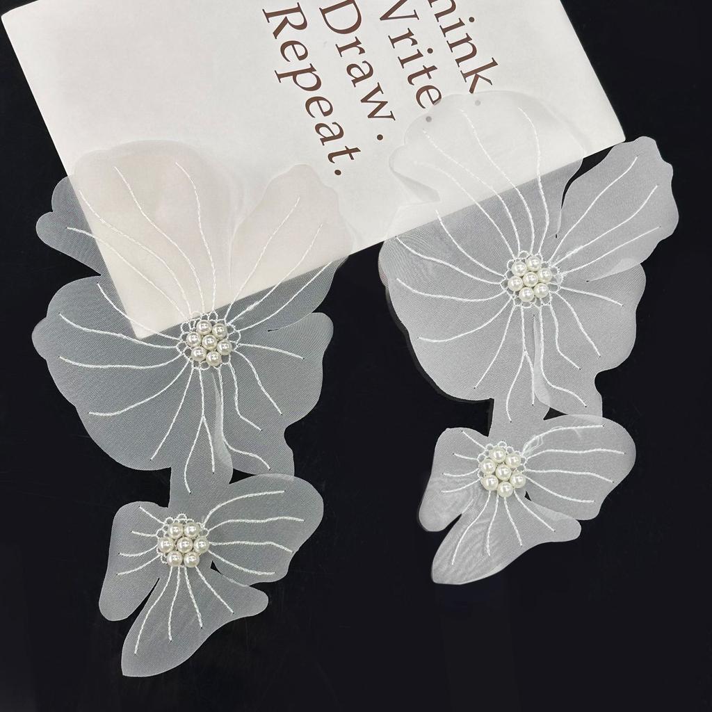 Collar Cloth Sticker Bead Flower Piece Decoration Sweater Long Sleeve Corsage Front Collar Accessories Computer Embroidery Flat Flower