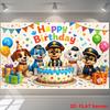 1pc Happy Birthday Banner with Cartoon Dog & Balloons Suitable for Home Parties, Outdoor Gatherings, Photo Backdrop